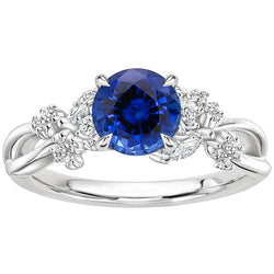 Damesring met diamanten natuurlijke blauwe saffier 3 karaats Marquise-stenen
