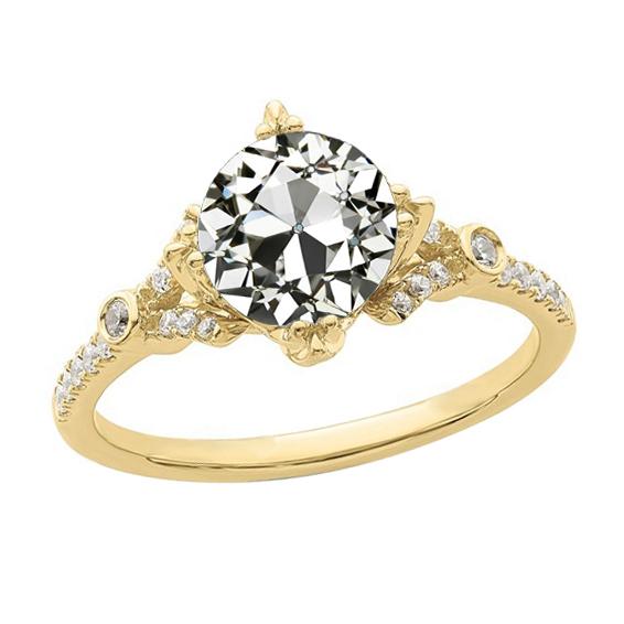 Damesring ronde oude mijn geslepen diamant 3,50 karaat goud 14K sieraden - harrychadent.nl