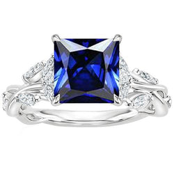 Damessieraden Marquise Diamond & Princess Blue Sapphire Ring 4 karaat