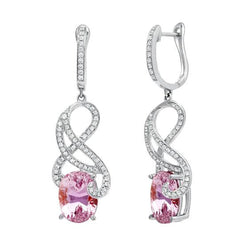 Damessieraden Roze Kunzite Diamond Lever Back Earring 21 karaat