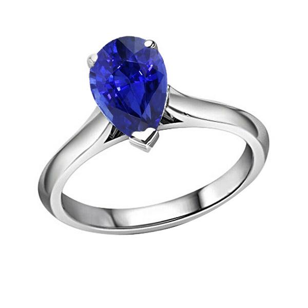 Damessieraden Solitaire Pear Cut Ceylon Sapphire Ring 2 karaat - harrychadent.nl