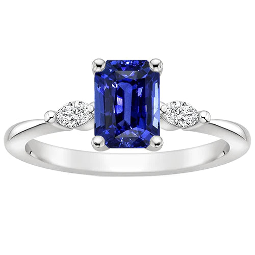 Diamant 3 Stenen Ring Smaragd Ceylon Saffier 3,50 Karaat