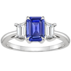Diamant 3 Stenen Ring Smaragd Ceylon Saffier & Diamant 3,50 Karaat