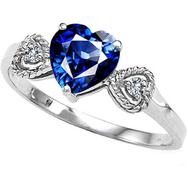 Diamant 3 stenen verlovingsring hart blauwe saffier 2,25 karaat - harrychadent.nl