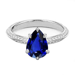 Diamant Ceylon Sapphire Trouwring Prong Set Sieraden 3.50 Karaat