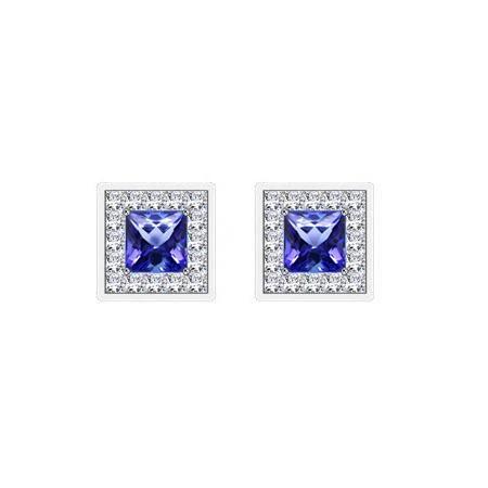 Diamant Halo Ceylon blauwe saffier 4.60 Ct oorknopjes wit goud 14k - harrychadent.nl