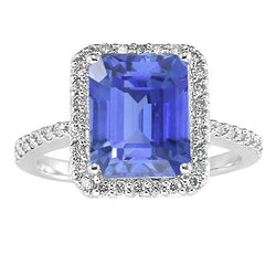 Diamant Halo Emerald Sri Lankaanse saffierring 4,50 karaat goud