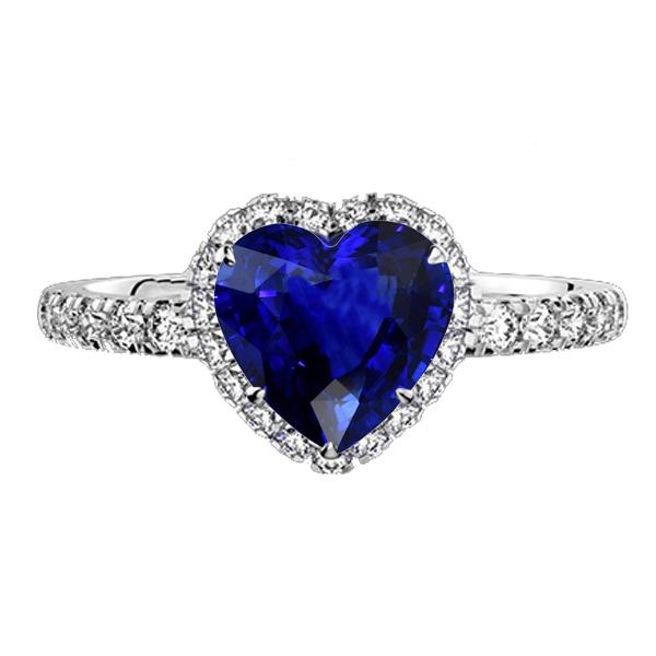 Diamant Halo Hart Srilanka Saffier Ring 3.50 karaat goud 14K - harrychadent.nl