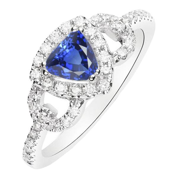 Diamant Halo Triljoen Srilanka Sapphire Ring 3 karaats geaccentueerde sieraden - harrychadent.nl