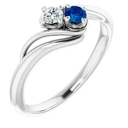 Diamant Ronde Blauwe Saffier Bypass Instelling Ring 1,50 karaat