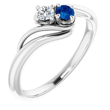 Afbeelding in Gallery-weergave laden, Diamant Ronde Blauwe Saffier Bypass Instelling Ring 1,50 karaat - harrychadent.nl
