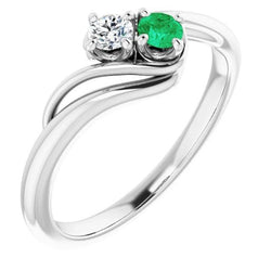 Diamant Ronde Groene Smaragd Bypass instelling Ring 1,50 karaat