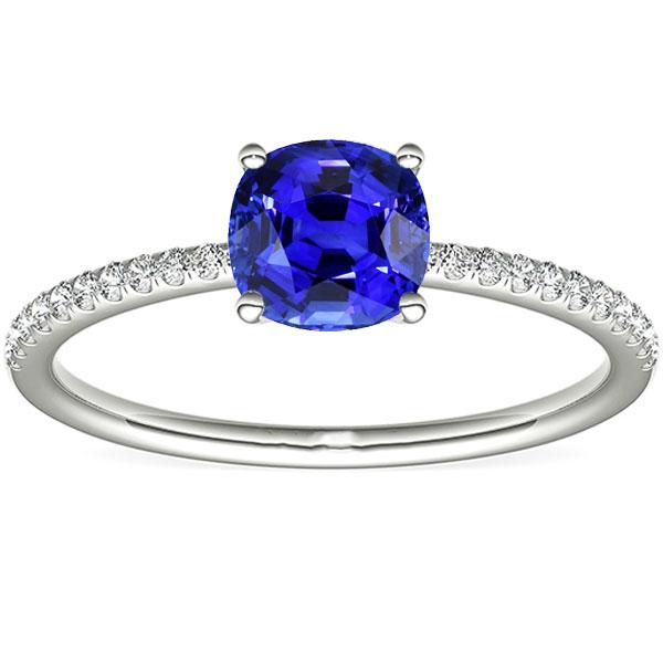 Diamant Solitaire Ring Accent Kussenvormige Ceylon Sapphire 3 Karaat - harrychadent.nl