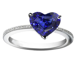 Diamant Solitaire Ring Accenten Hart Sri Lankaanse Saffier 3 Karaat