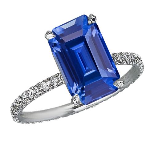 Diamant Solitaire Ring Accenten Smaragd Sri Lankaanse Saffier 4,50 Karaat - harrychadent.nl