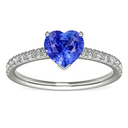 Diamant Solitaire Ring Met Accenten Hart Sri Lankaanse Saffier 3 Karaat