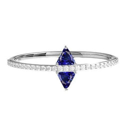 Diamant biljoen blauwe saffier ring geaccentueerde sieraden 1,50 karaat