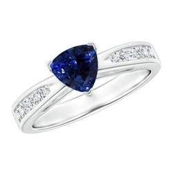 Diamant blauwe saffier edelsteen ring biljoen vormige 2 karaat