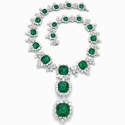 Diamant en groene smaragd 209,68 karaats ketting bruidssieraden