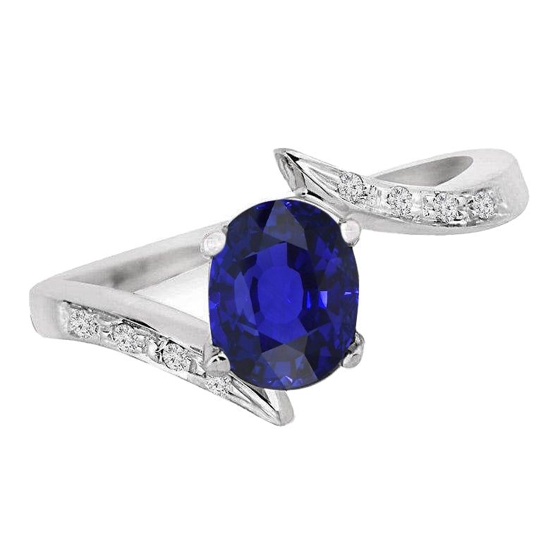 Diamant en saffier verlovingsring ovale spanning stijl 2,50 karaat - harrychadent.nl