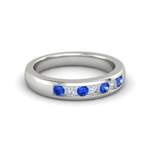 Afbeelding in Gallery-weergave laden, Diamant ronde blauwe saffier band 2,50 karaat witgoud 14K - harrychadent.nl
