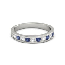 Afbeelding in Gallery-weergave laden, Diamant ronde blauwe saffier band 2,50 karaat witgoud 14K sieraden - harrychadent.nl
