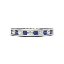 Afbeelding in Gallery-weergave laden, Diamant ronde blauwe saffier band 2,50 karaat witgoud 14K sieraden - harrychadent.nl
