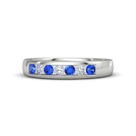 Diamant ronde blauwe saffier band 2,50 karaat witgoud 14K - harrychadent.nl