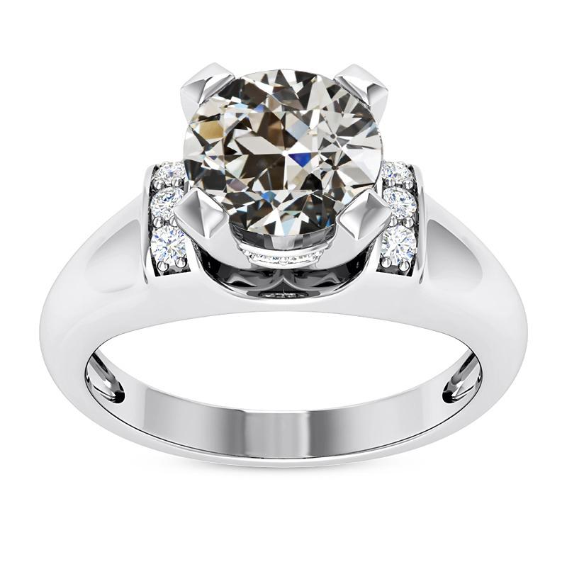 Diamant ronde oude mijn gesneden fancy ring brede band 4,75 karaat sieraden - harrychadent.nl