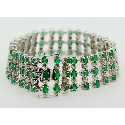 Diamant tapijt armband Colombiaanse groene smaragd 48,35 karaat - harrychadent.nl