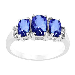 Diamanten Ceylon Sapphire 5,26 Karaat Trouwring Goud Wit 14K