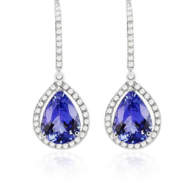 Diamanten Dames Dangle Oorbellen & Tanzaniet Wit Goud 14K 4,70 Karaat - harrychadent.nl