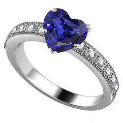Diamanten Edelsteen Ring Hartvormige Blauwe Saffier Sieraden 3.50 Karaat