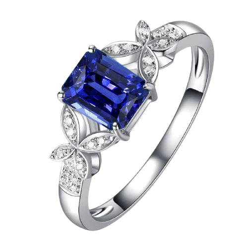 Diamanten Edelsteen Ring smaragd Blauwe Saffier Vlinder Stijl 3 Karaat