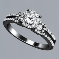 Diamanten Fancy Ring Zwart Goud Solitaire Met Accenten 2,25 Karaat