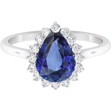 Afbeelding in Gallery-weergave laden, Diamanten Halo Jubileum Peervormige Blauwe Saffier Ring 4,50 Karaat - harrychadent.nl
