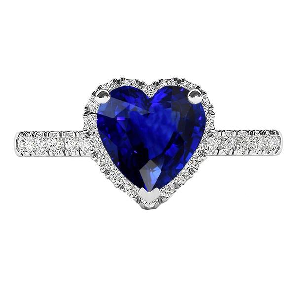 Diamanten Halo Ring Hart Blauwe Saffier 3.50 Karaat Witgouden Sieraden - harrychadent.nl