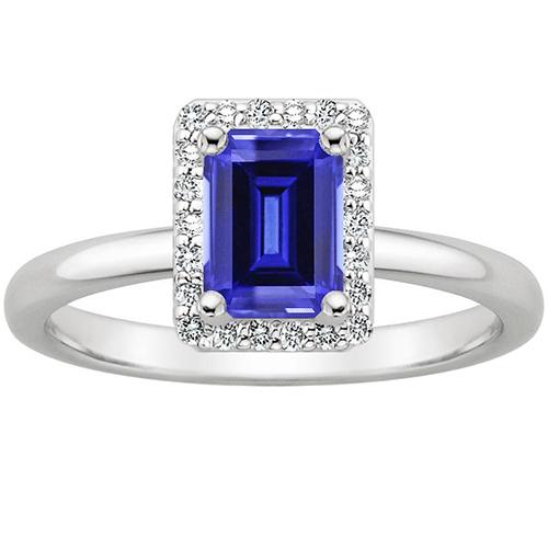 Diamanten Halo Ring Smaragd Ceylon Saffier & Diamant 4 Karaat - harrychadent.nl