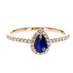Diamanten Halo Rosé Gouden Ring Diepblauwe Ceylon Sapphire 2,50 karaat