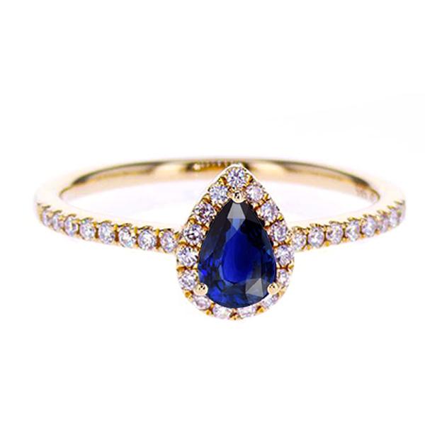 Diamanten Halo Rosé Gouden Ring Diepblauwe Ceylon Sapphire 2,50 karaat - harrychadent.nl