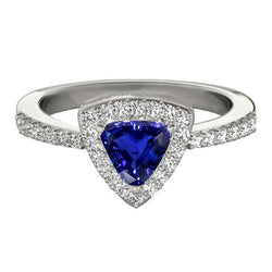 Diamanten Halo Triljoen Ceylon Sapphire Ring 2 karaats damessieraden