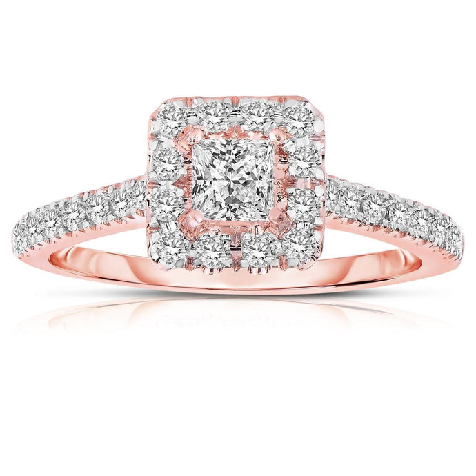 Diamanten Halo-verlovingsring 2.40 karaat nieuw roségoud 14K - harrychadent.nl