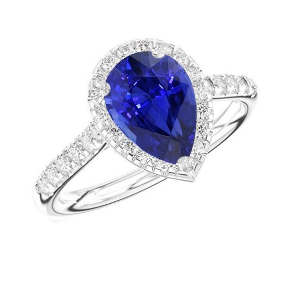 Diamanten Halo-verlovingsring Ceylon Sapphire 3,50 karaat - harrychadent.nl