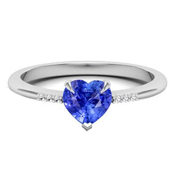 Diamanten Hart Lichtblauwe Saffier Ring Prong Set 1,25 karaat goud