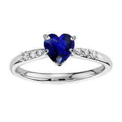 Diamanten Jubileum Hart Saffier Ring 1,50 Karaat Damessieraden