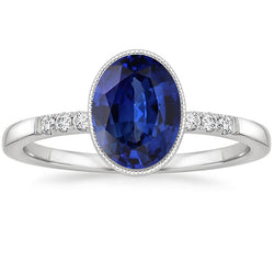 Diamanten Jubileumring Bezel Set Ceylon Sapphire 3,50 Karaat
