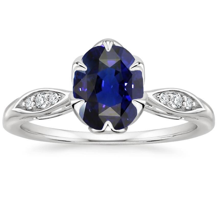 Diamanten Jubileumring Ovaal Sri Lankaanse Saffier 3,50 Karaat Pave Set - harrychadent.nl