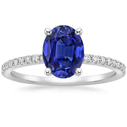 Diamanten Jubileumring Ovale Blauwe Saffier Met Accenten 5 Karaat