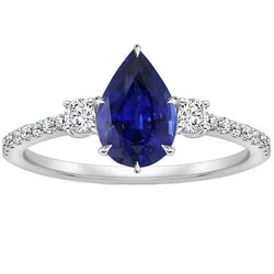 Diamanten Jubileumring Peer Blauwe Saffier 3 Steenstijl 5,50 Karaat