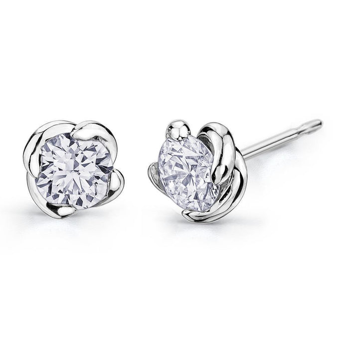 Diamanten Oorknopjes Bloemstijl 1,60 Karaat 14K Witgoud - harrychadent.nl
